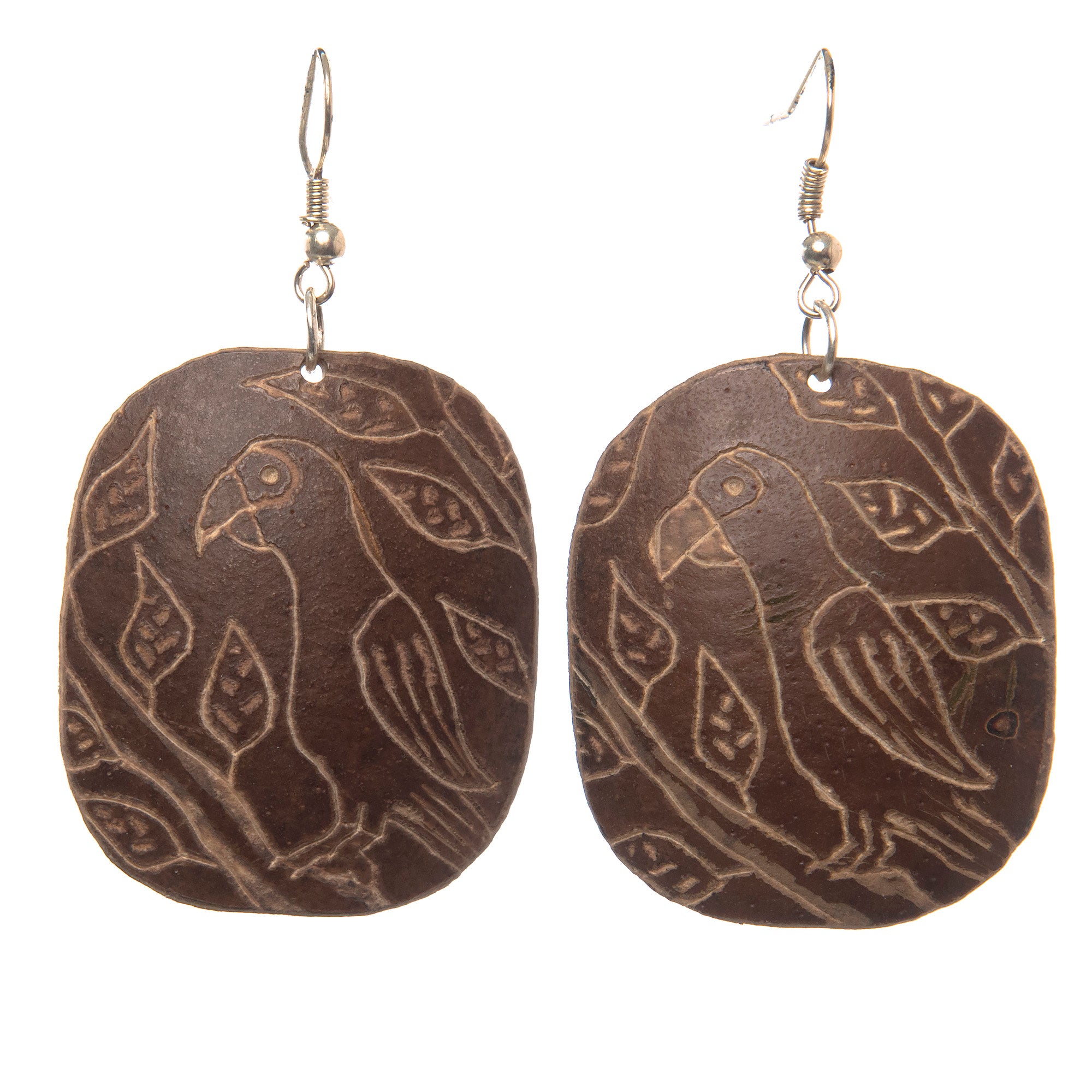 Calabash Wildlife Design Earrings - handmade by native Peruvian Amazon artisan - Amazon Ecology