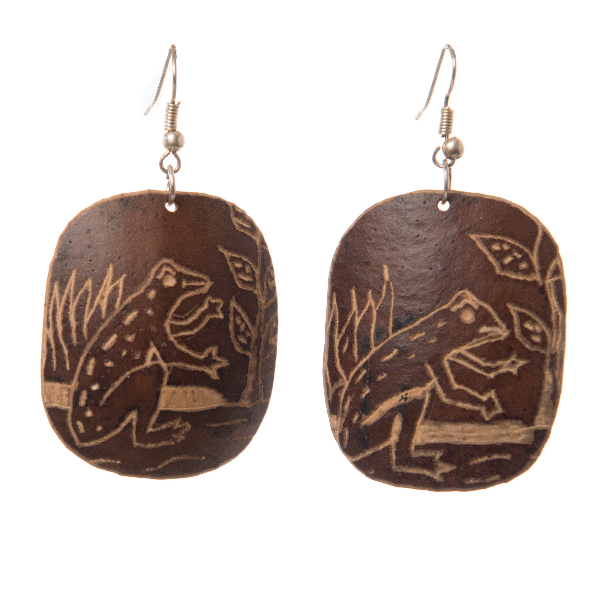 Calabash Wildlife Design Earrings - handmade by native Peruvian Amazon artisan - Amazon Ecology