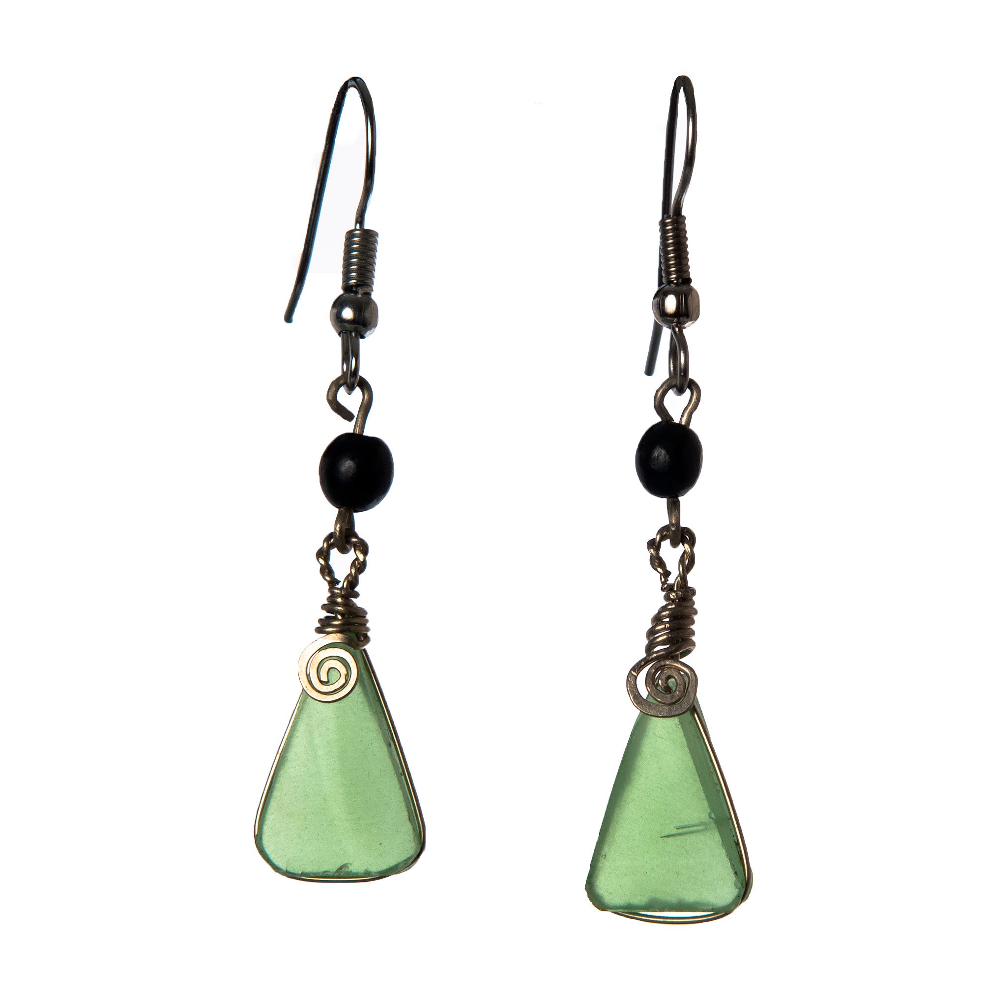 Triangular Opalite Silver Wire Earrings - Amazon Ecology