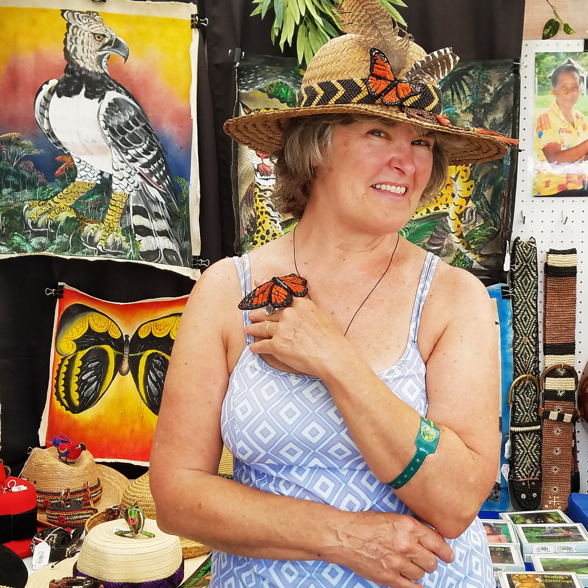 Woven butterfly hair barrettes - Amazon Ecology