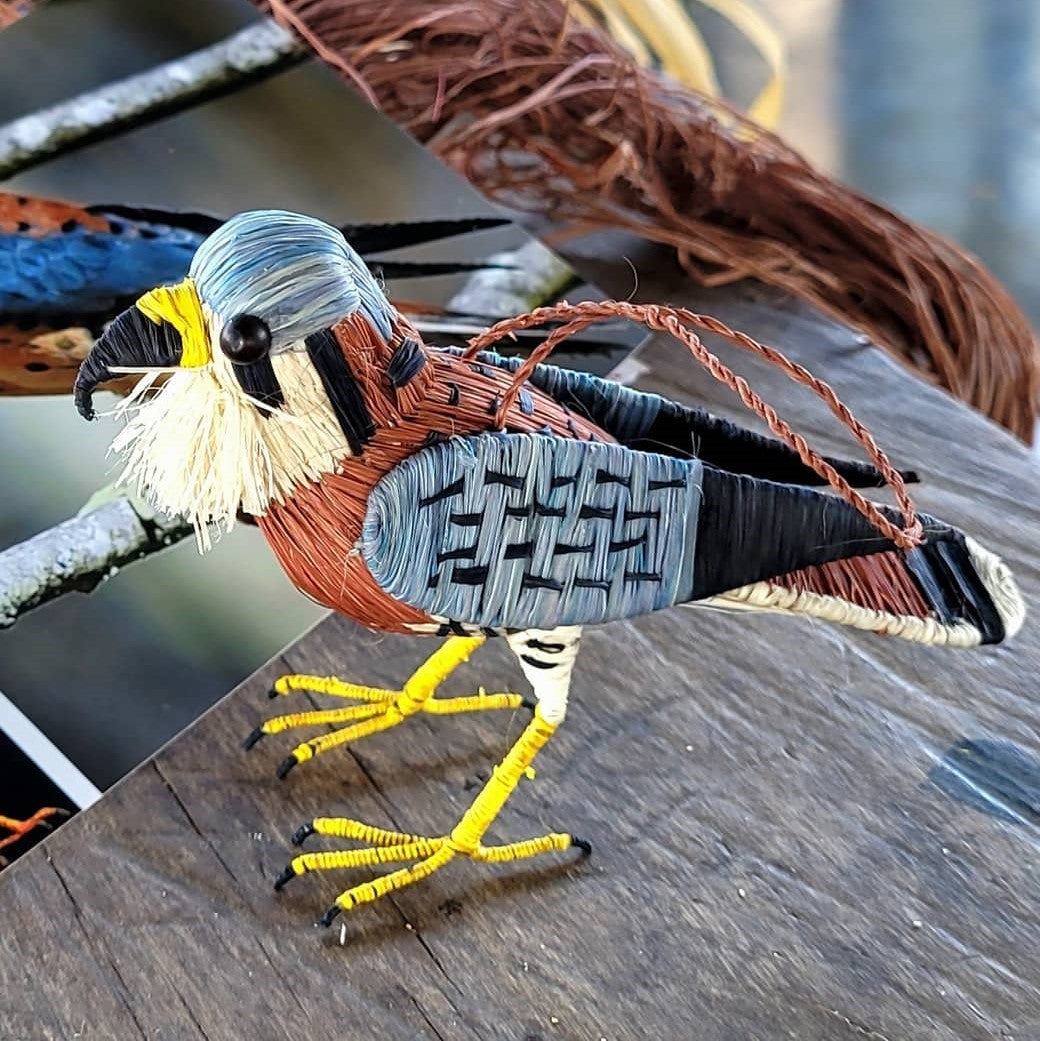 KESTREL BIRD - FAIR-TRADE CHRISTMAS TREE ORNAMENT - WOVEN BY PERUVIAN AMAZON ARTISAN - Amazon Ecology