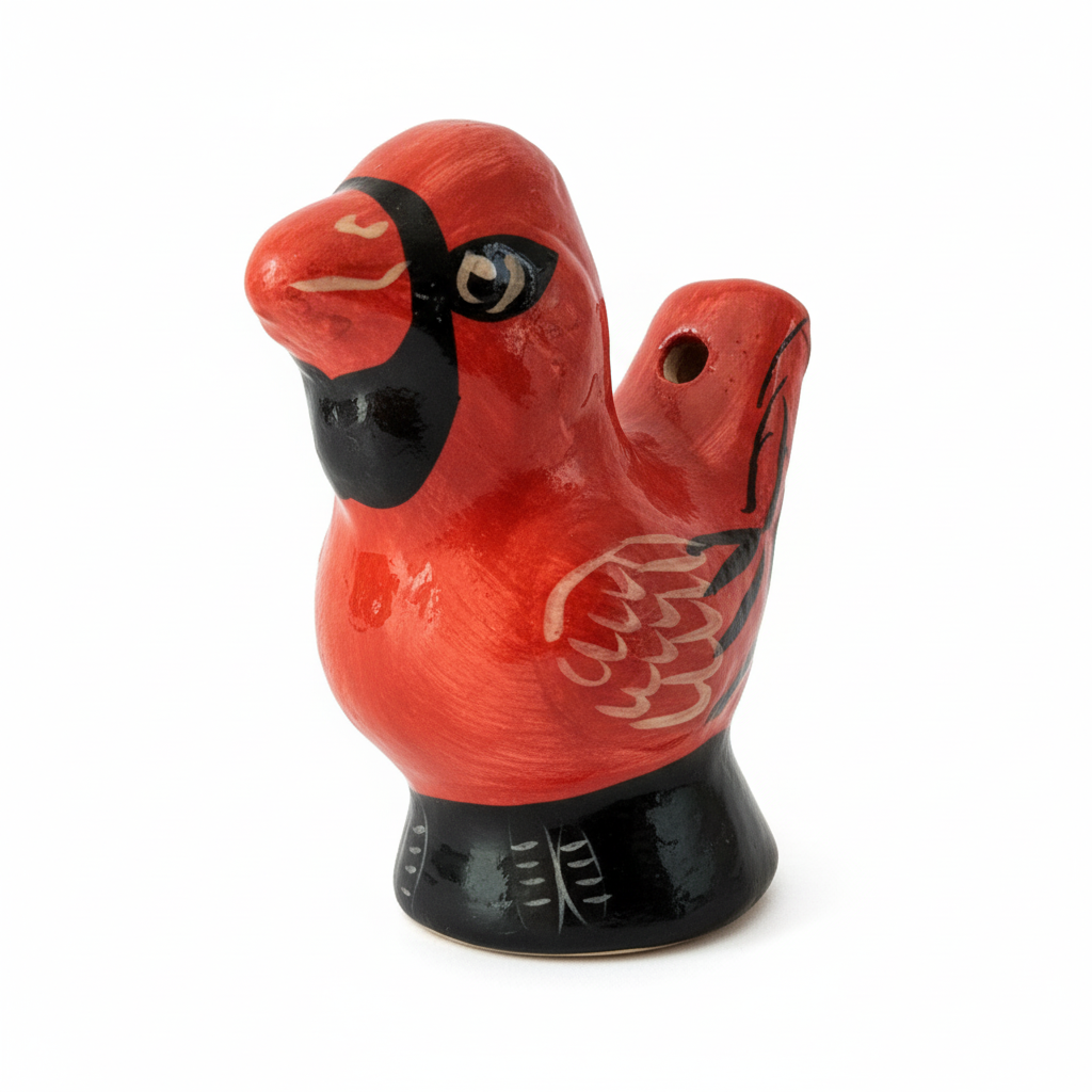Cardinal & songbird ceramic bird water whistle from the Peruvian Amazon
