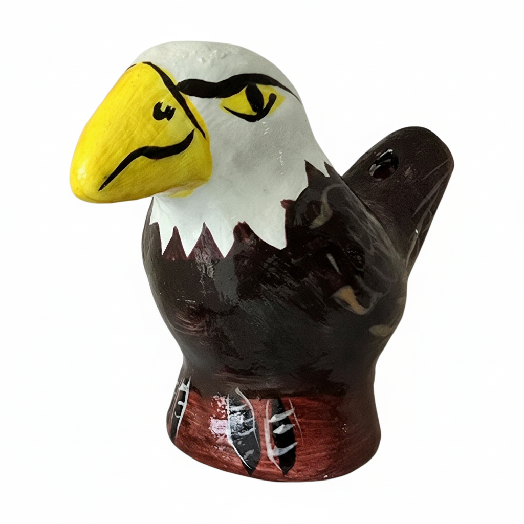 Bald eagle ceramic bird water whistle from the Peruvian Amazon