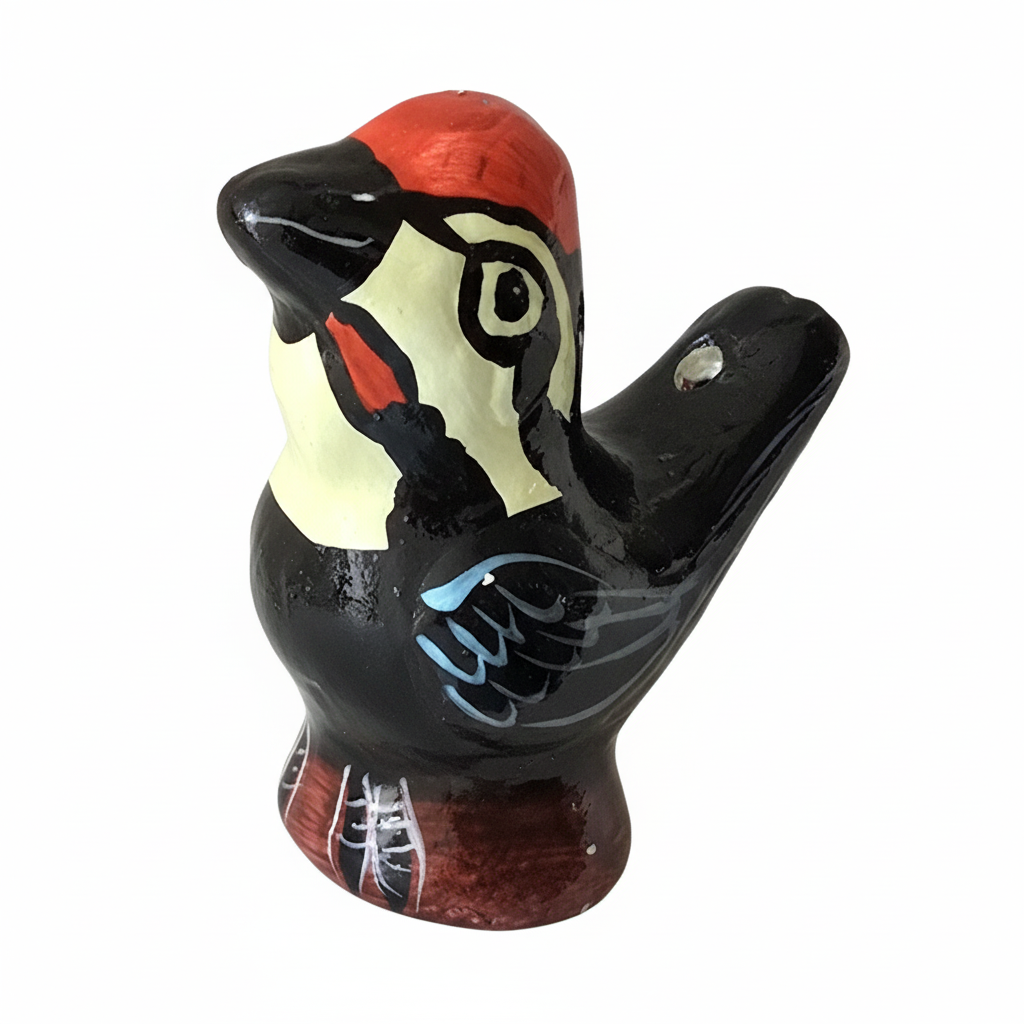 Pileated woodpecker ceramic bird water whistle from the Peruvian Amazon