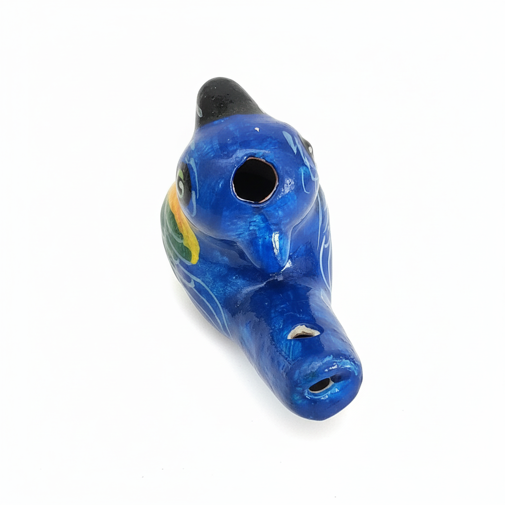 Bluebird ceramic bird water whistle from the Peruvian Amazon