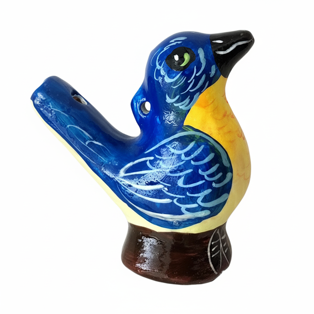 Bluebird ceramic bird water whistle from the Peruvian Amazon
