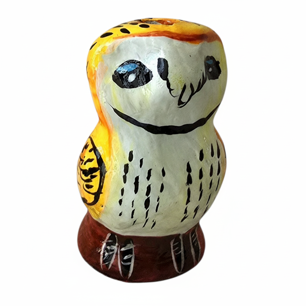 Barn owl ceramic bird water whistle from the Peruvian Amazon