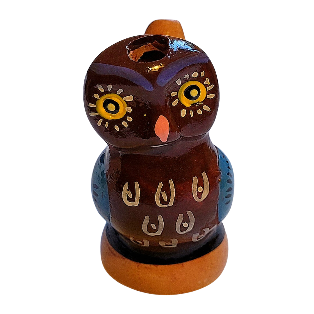 Owl and hen - Ceramic water whistle from the Peruvian Amazon