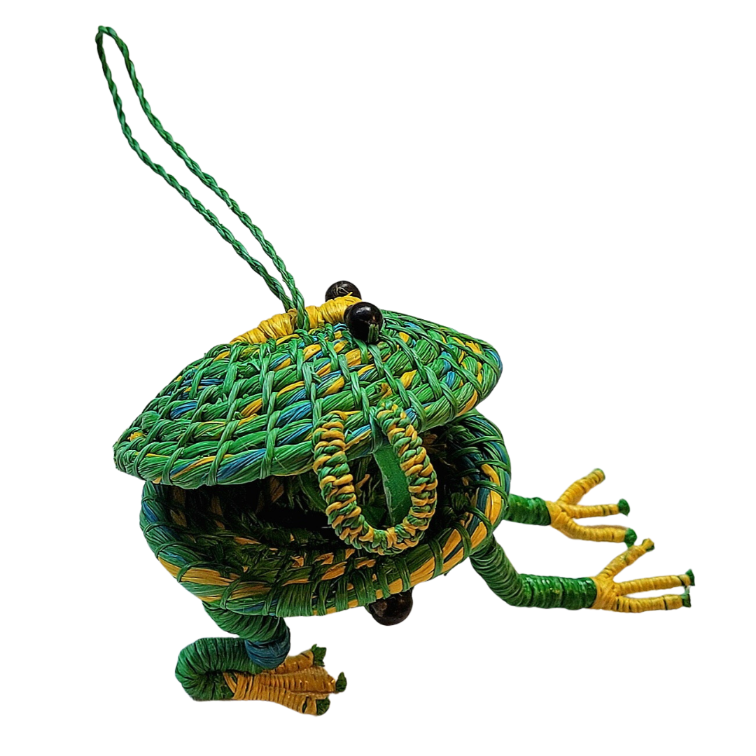 WOVEN FROG FAIR-TRADE CHRISTMAS TREE DECORATIONS - MADE BY PERUVIAN AMAZON ARTISANS