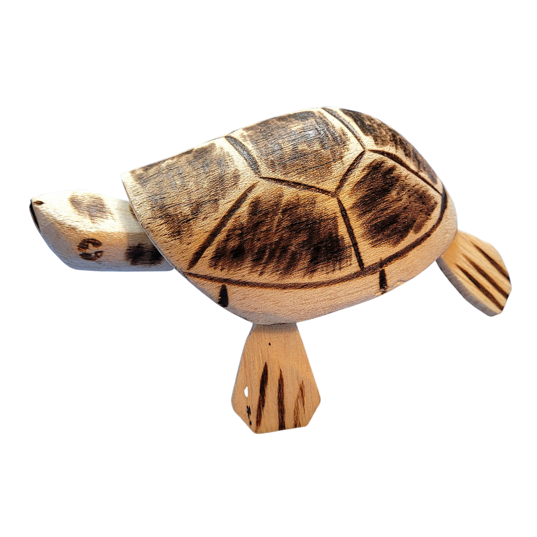 BOBBLE HEAD TURTLE BALSA WOOD DECORATION - CARVED BY PERUVIAN AMAZON ARTISAN