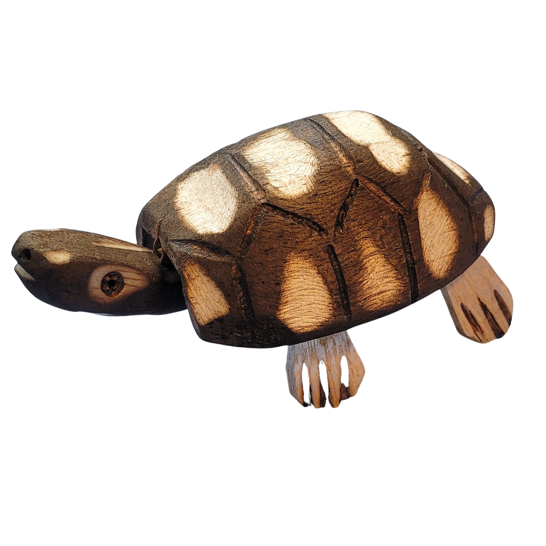 BOBBLE HEAD TURTLE BALSA WOOD DECORATION - CARVED BY PERUVIAN AMAZON ARTISAN