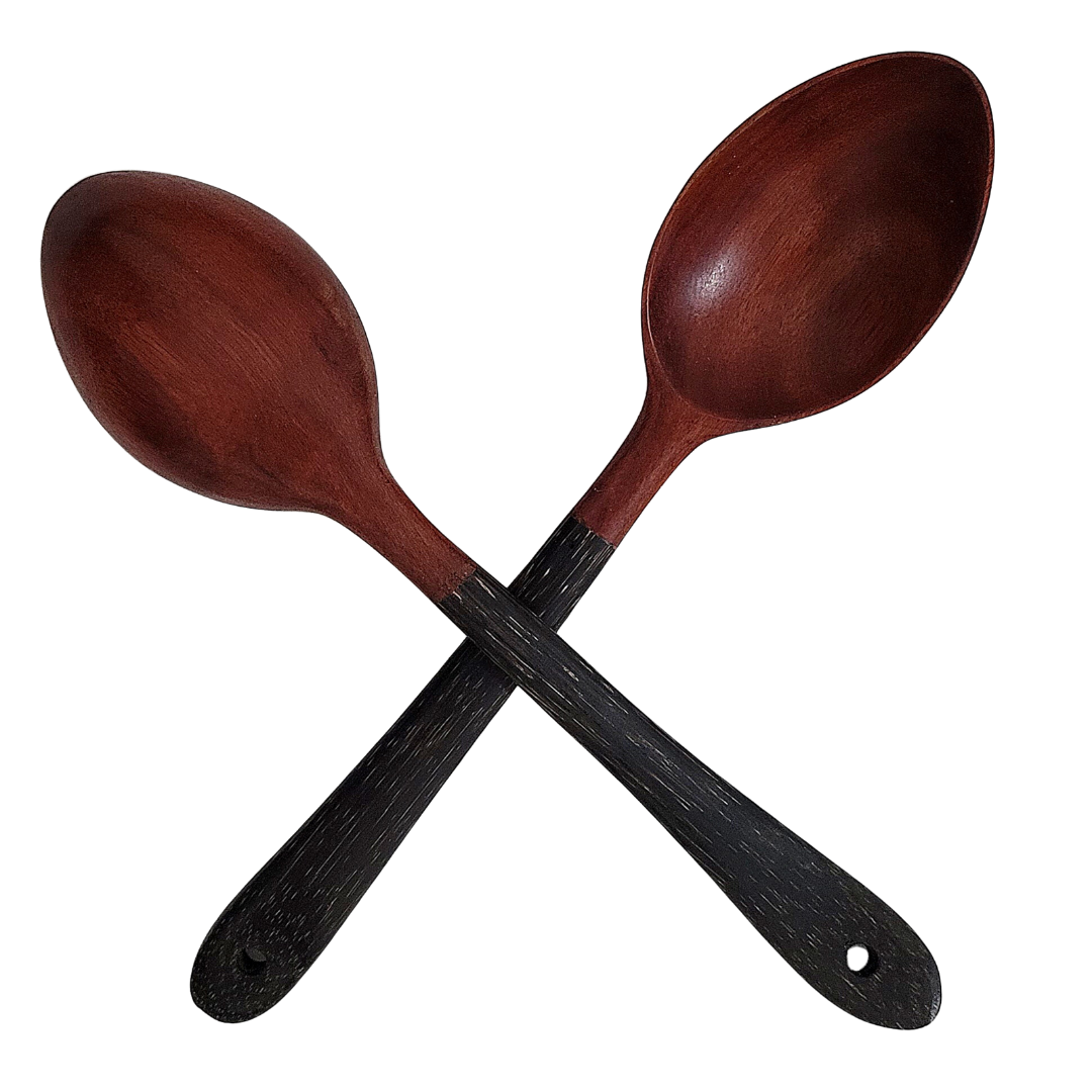 Palo sangre and pona palm wood utensils - hand made by Peruvian Amazon artisan