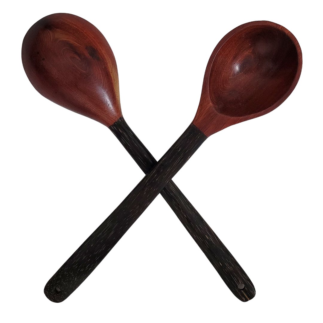 Palo sangre and pona palm wood utensils - hand made by Peruvian Amazon artisan