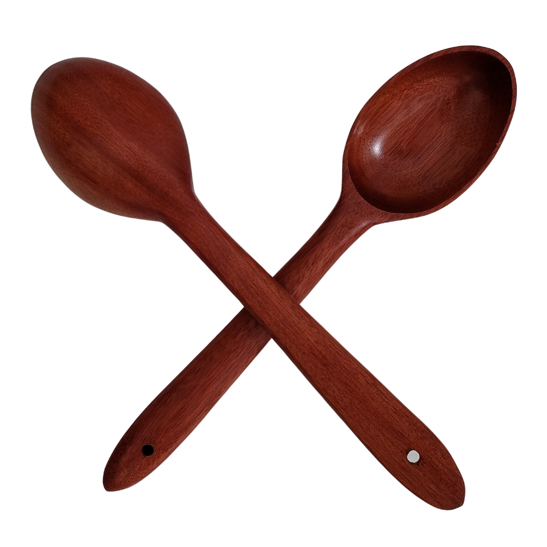 Palo sangre and pona palm wood utensils - hand made by Peruvian Amazon artisan