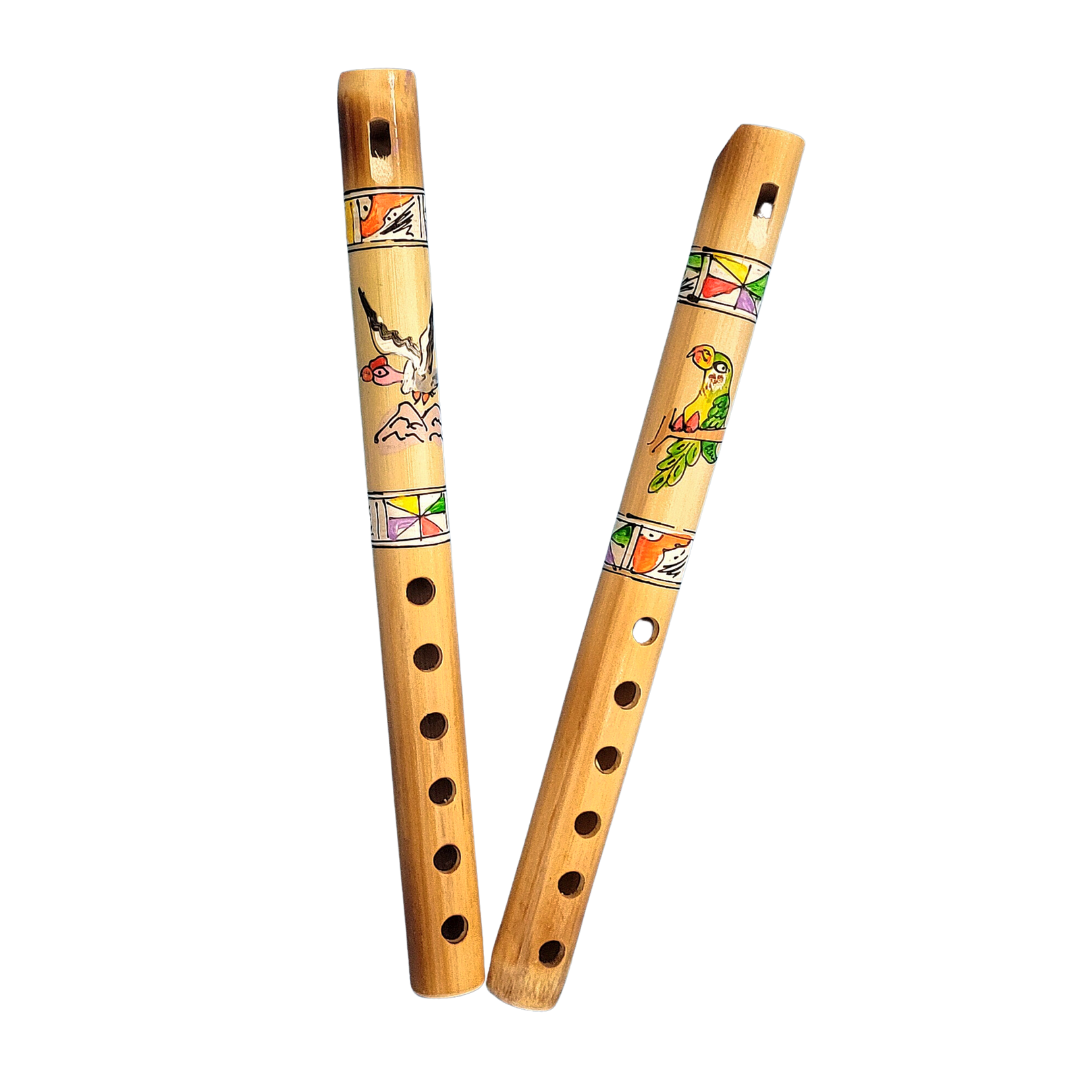 Bamboo flute with bird design - made by Amazon artisans