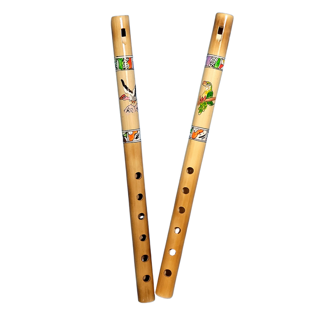 Bamboo flute with bird design - made by Amazon artisans