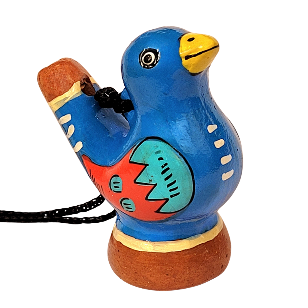 Colorful bird Ceramic water whistle from the Peruvian Amazon