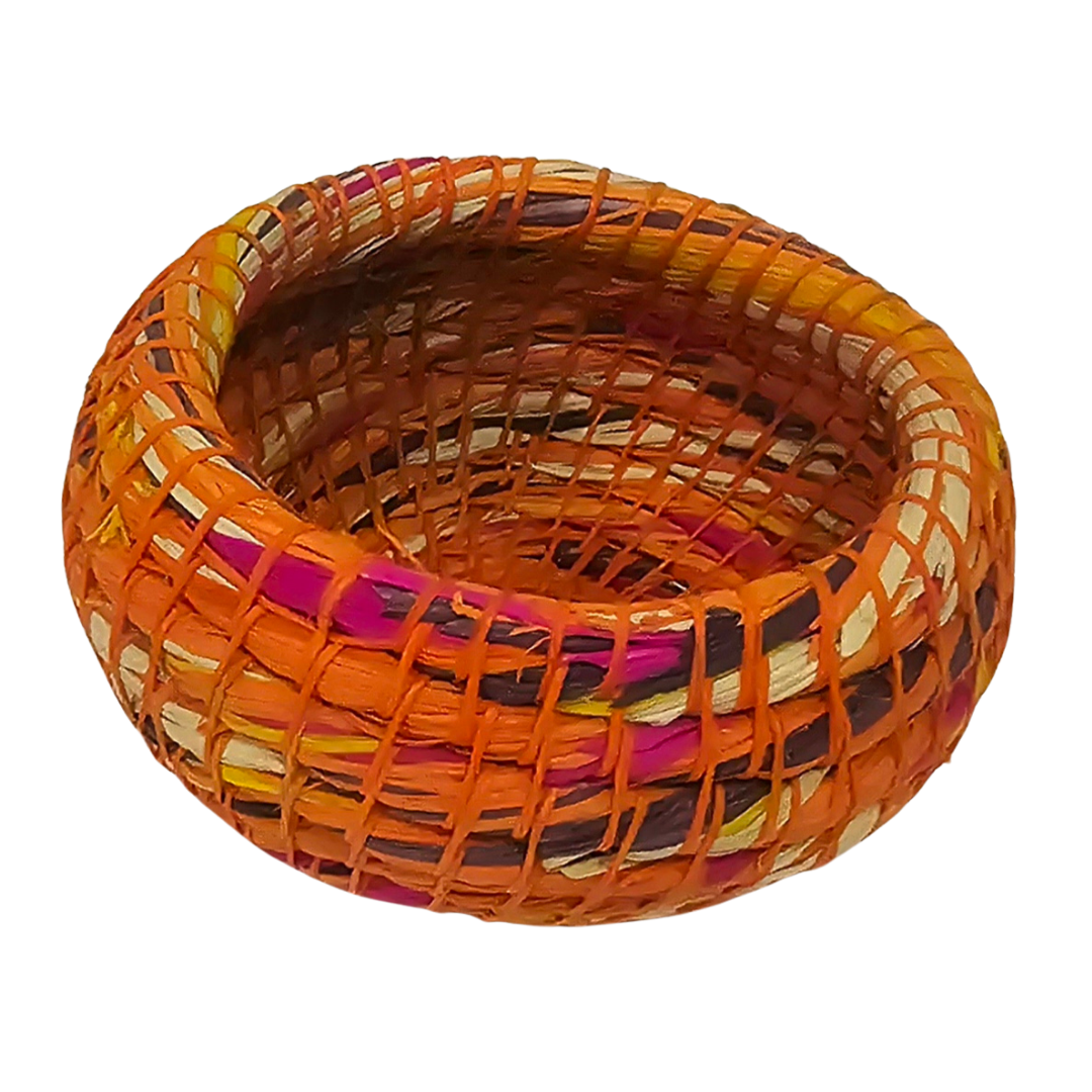 Colored chambira woven pots with open top - handmade by Peruvian artisan