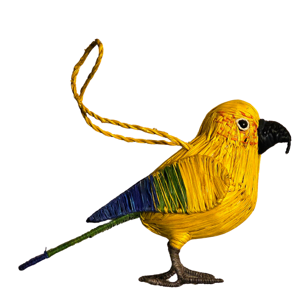 SUN CONURE BIRD FAIR-TRADE CHRISTMAS TREE ORNAMENT - WOVEN BY PERUVIAN AMAZON ARTISAN