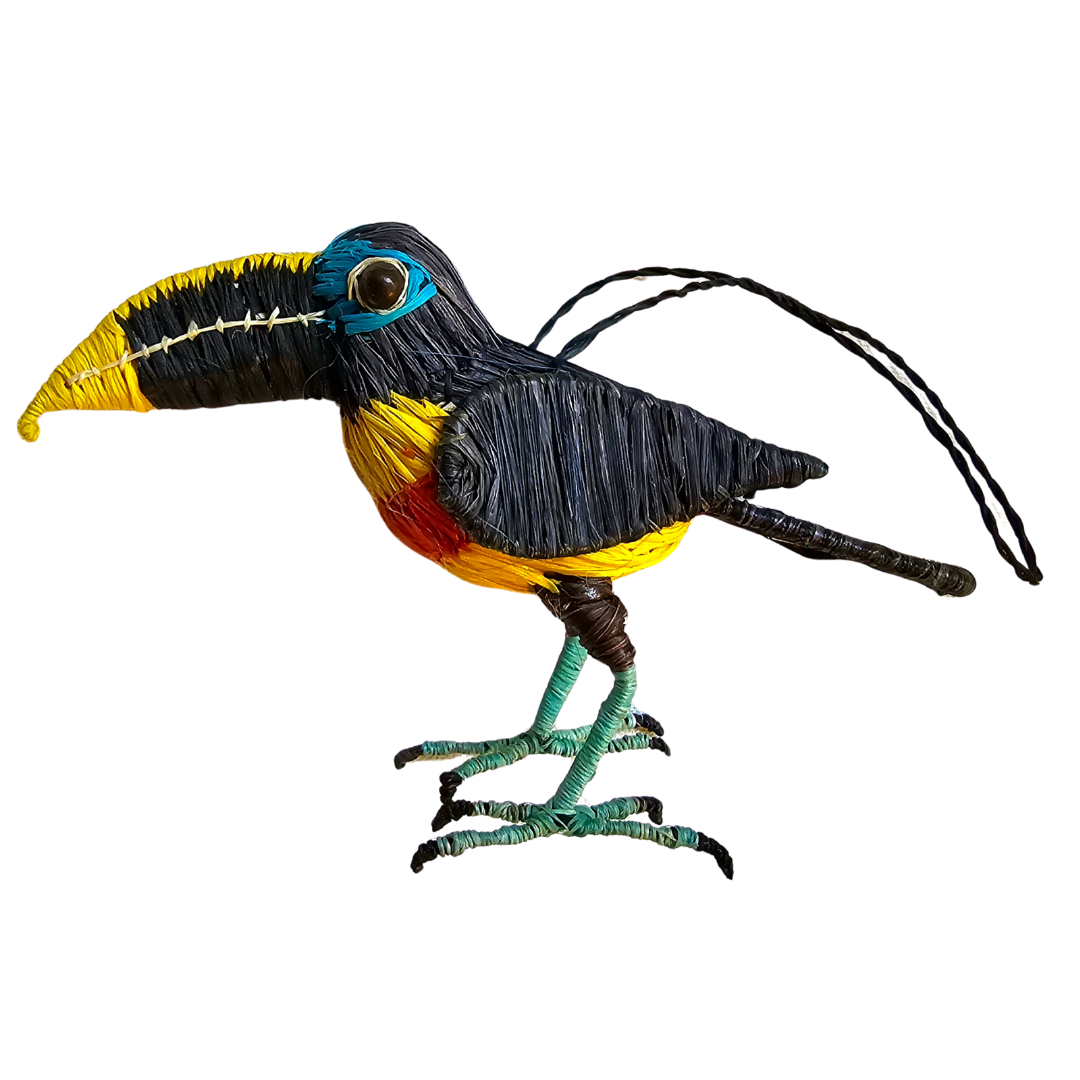 CHESTNUT-EARED ARACARI BIRD - FAIR-TRADE CHRISTMAS TREE ORNAMENT - WOVEN BY PERUVIAN AMAZON ARTISAN