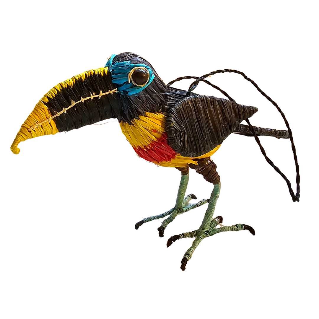 CHESTNUT-EARED ARACARI BIRD - FAIR-TRADE CHRISTMAS TREE ORNAMENT - WOVEN BY PERUVIAN AMAZON ARTISAN