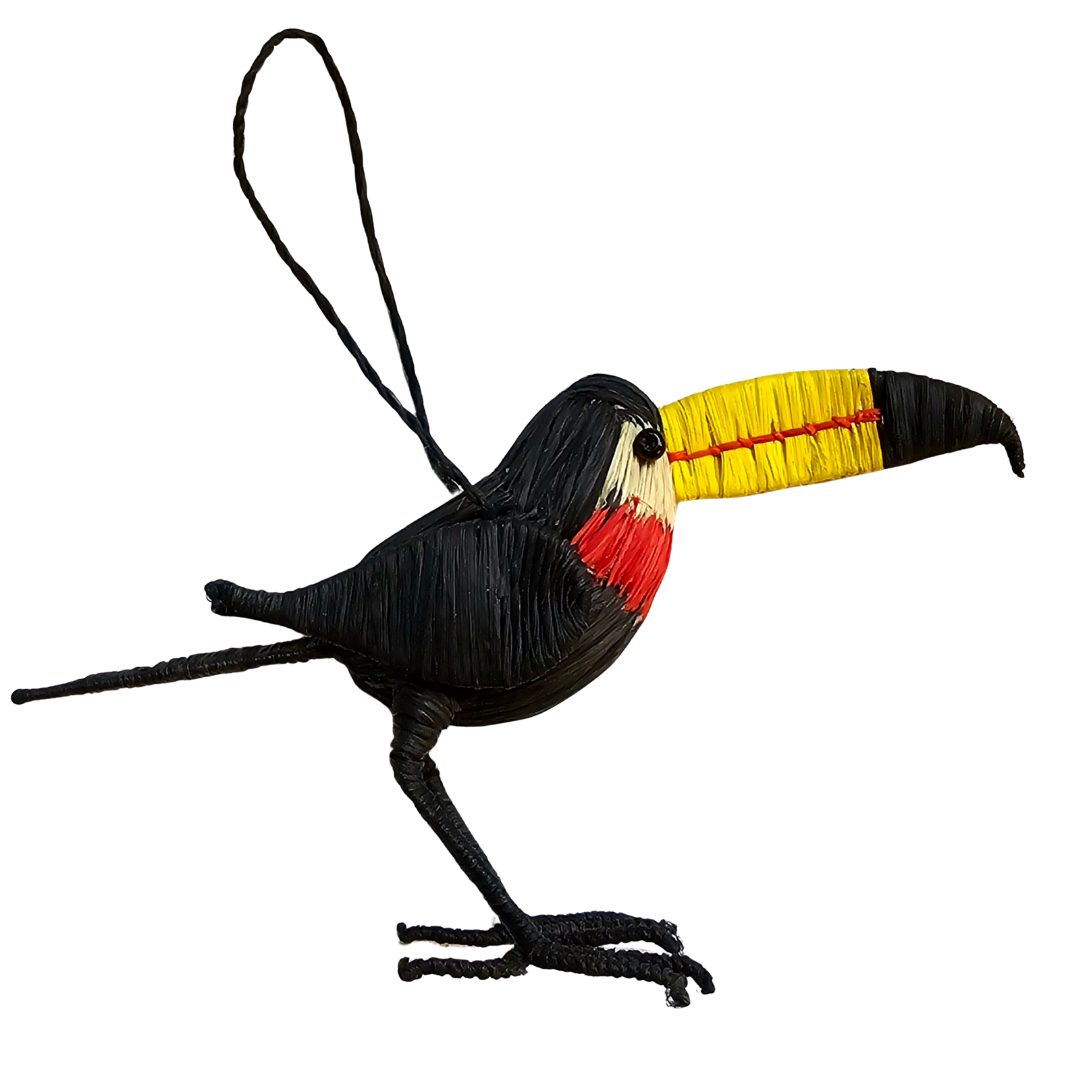 CHESTNUT-EARED ARACARI BIRD - FAIR-TRADE CHRISTMAS TREE ORNAMENT - WOVEN BY PERUVIAN AMAZON ARTISAN