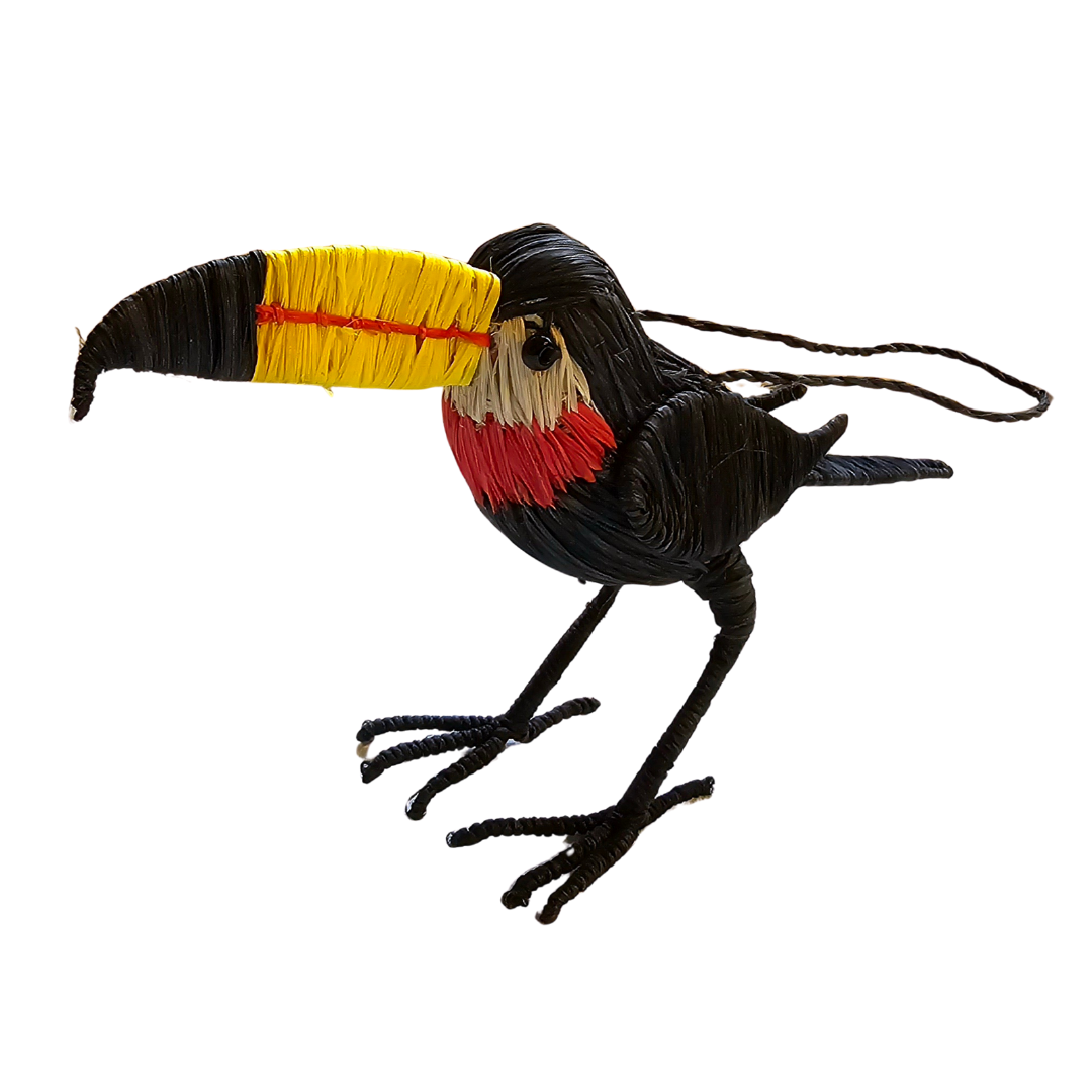 CHESTNUT-EARED ARACARI BIRD - FAIR-TRADE CHRISTMAS TREE ORNAMENT - WOVEN BY PERUVIAN AMAZON ARTISAN