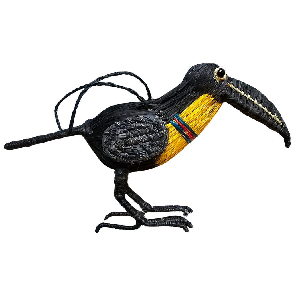 CHESTNUT-EARED ARACARI BIRD - FAIR-TRADE CHRISTMAS TREE ORNAMENT - WOVEN BY PERUVIAN AMAZON ARTISAN