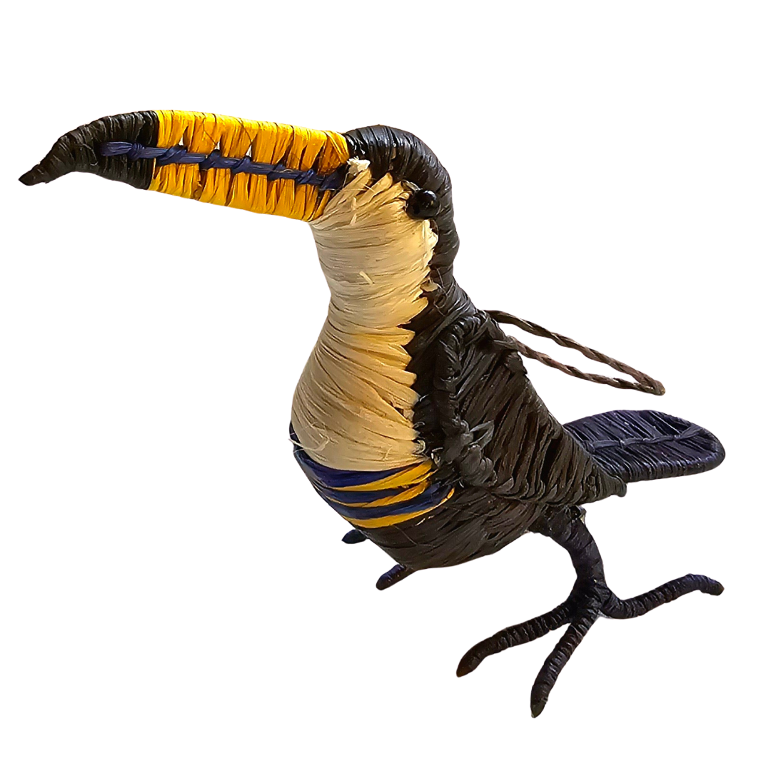 TOUCAN BIRD - FAIR-TRADE CHRISTMAS TREE ORNAMENT - WOVEN BY PERUVIAN AMAZON ARTISAN