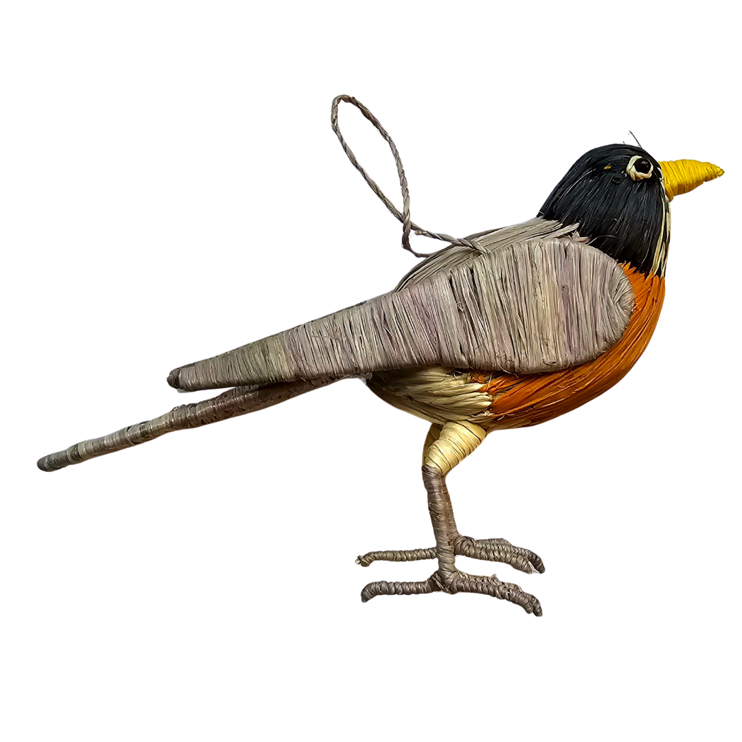 AMERICAN ROBIN - FAIR TRADE CHRISTMAS TREE ORNAMENT - WOVEN BY PERUVIAN AMAZON ARTISAN