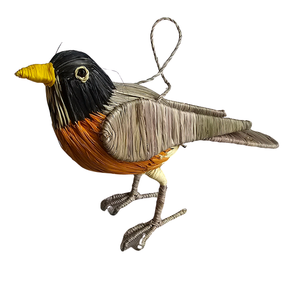 AMERICAN ROBIN - FAIR TRADE CHRISTMAS TREE ORNAMENT - WOVEN BY PERUVIAN AMAZON ARTISAN