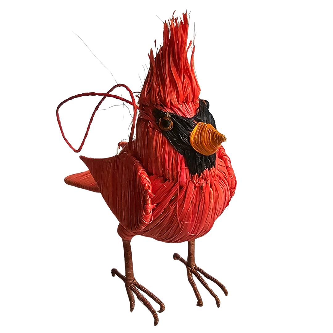 CARDINAL BIRD - FAIR TRADE CHRISTMAS TREE ORNAMENT - WOVEN BY PERUVIAN AMAZON ARTISAN