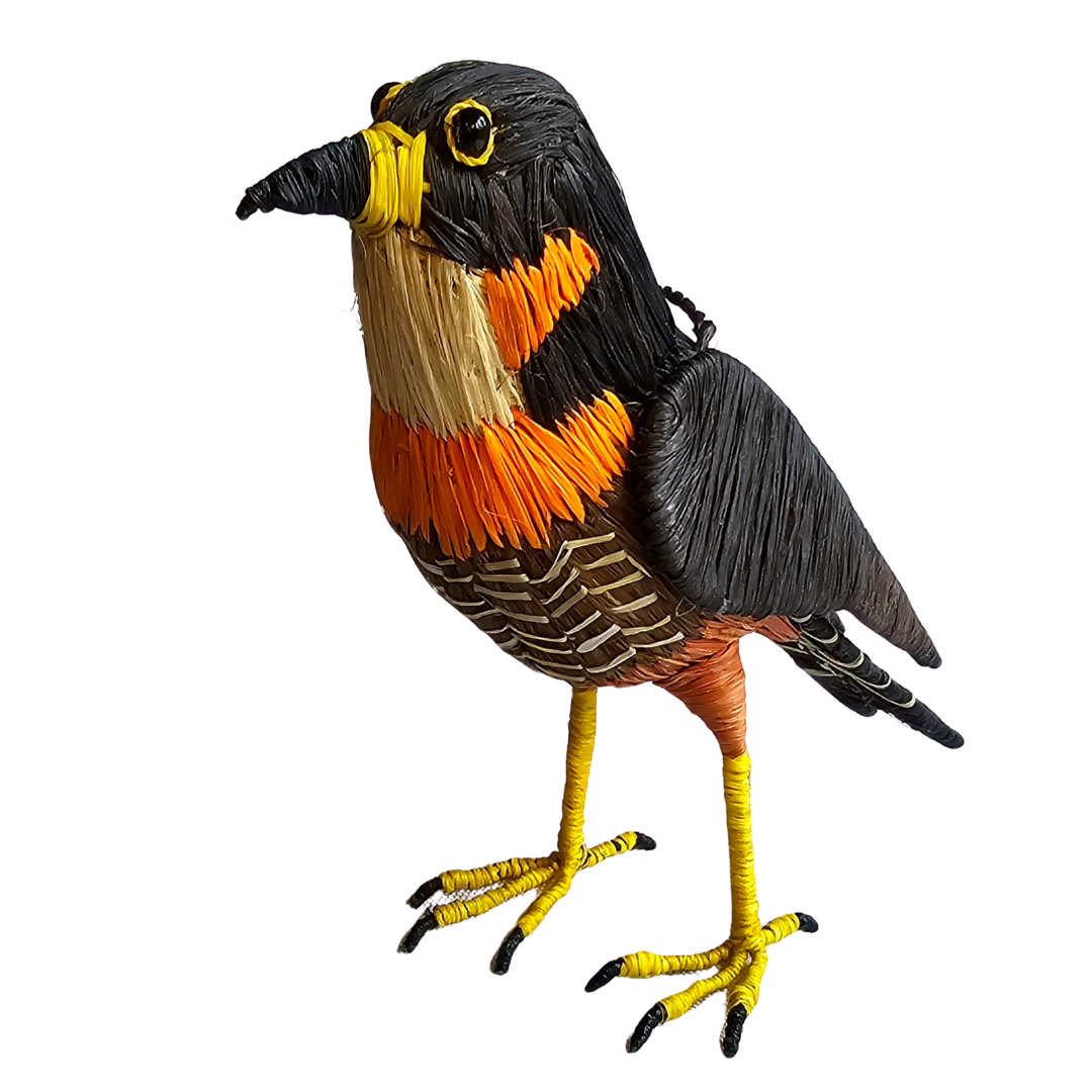 ORANGE BREASTED FALCON BIRD - FAIR-TRADE CHRISTMAS TREE ORNAMENT - WOVEN BY PERUVIAN AMAZON ARTISAN