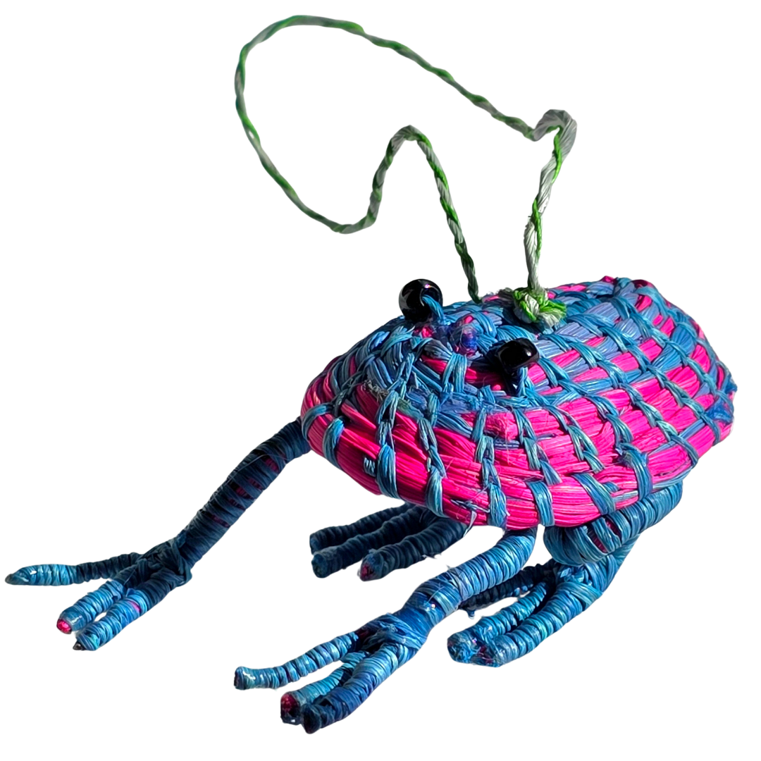 WOVEN FROG FAIR-TRADE CHRISTMAS TREE DECORATIONS - MADE BY PERUVIAN AMAZON ARTISANS