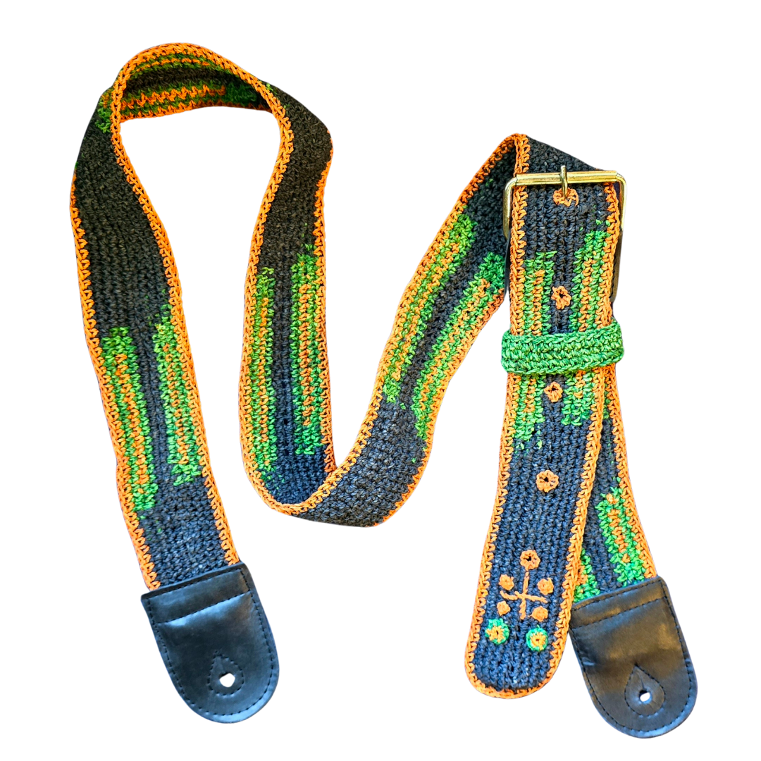 FAIR -TRADE HAND-MADE GUITAR STRAP - JUNGLE PATTERN - WOVEN BY PERUVIAN AMAZON ARTISAN