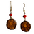 Ayahuasca vine earrings with huayruru seed - made by Peruvian Amazon artisan