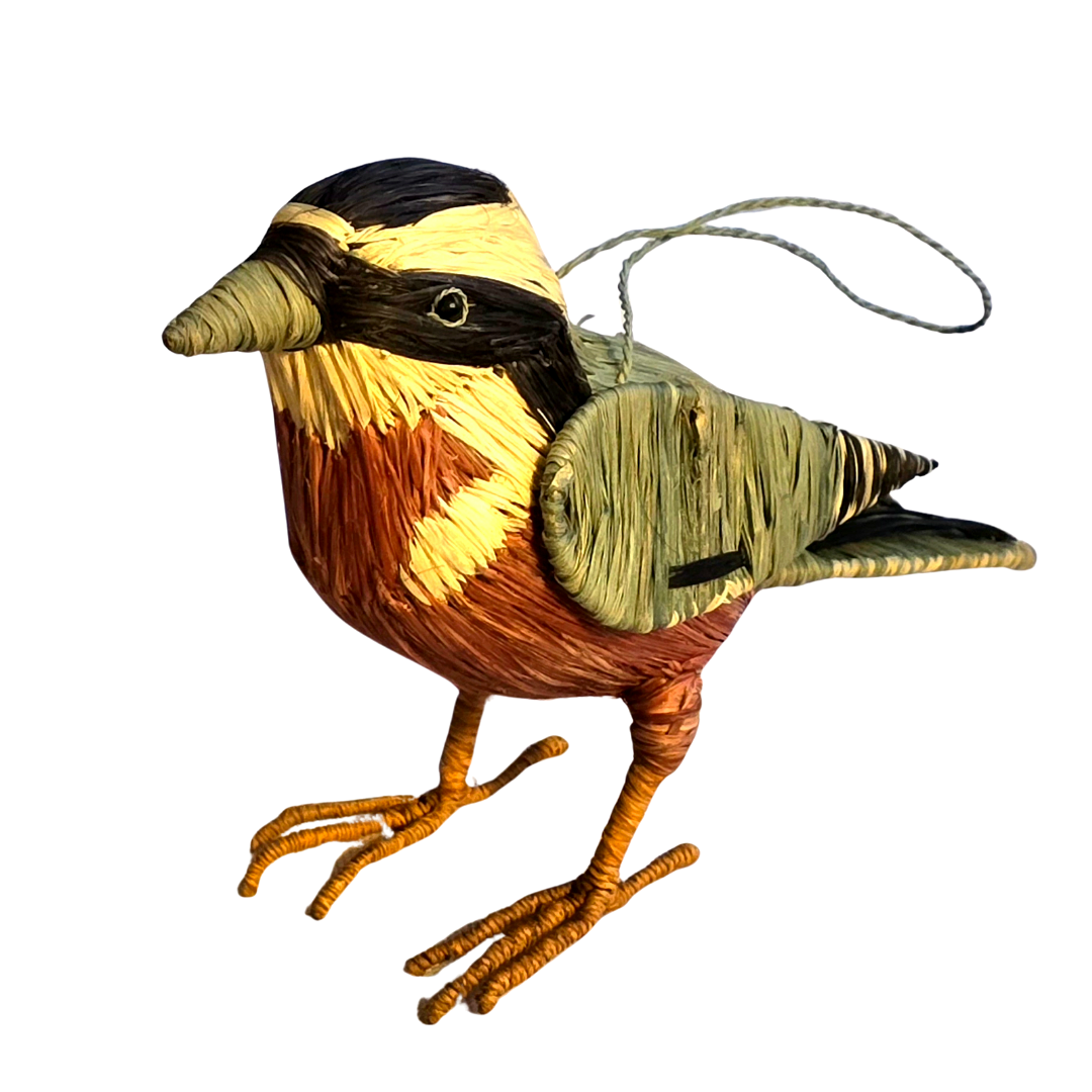 NUTHATCH BIRD - FAIR-TRADE CHRISTMAS TREE ORNAMENT - WOVEN BY PERUVIAN AMAZON ARTISAN