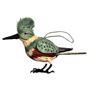 KINGFISHER WOVEN BIRD FAIR-TRADE CHRISTMAS TREE ORNAMENT - WOVEN BY PERUVIAN AMAZON ARTISAN