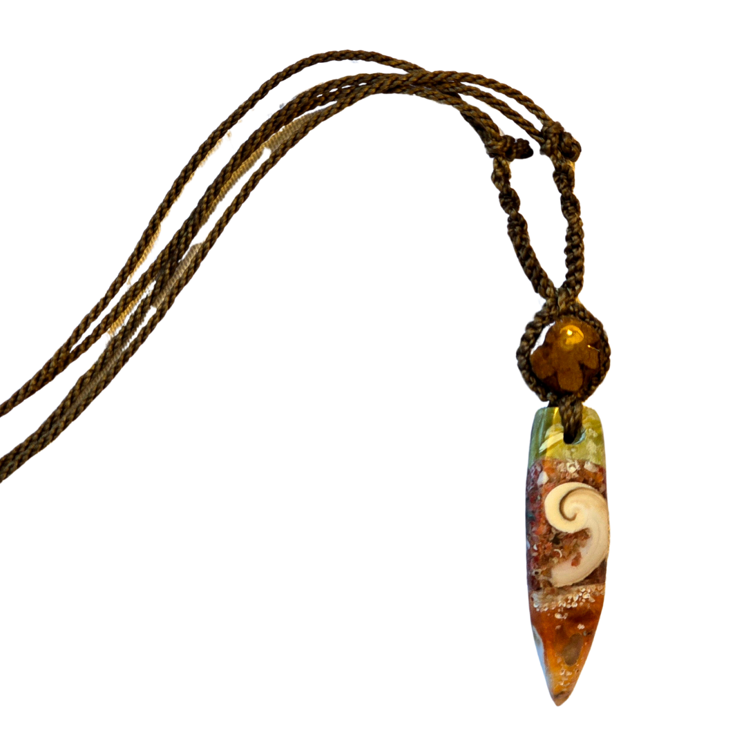 Ayahuasca, abalone and spearpoint stone necklace from the Peruvian Amazon