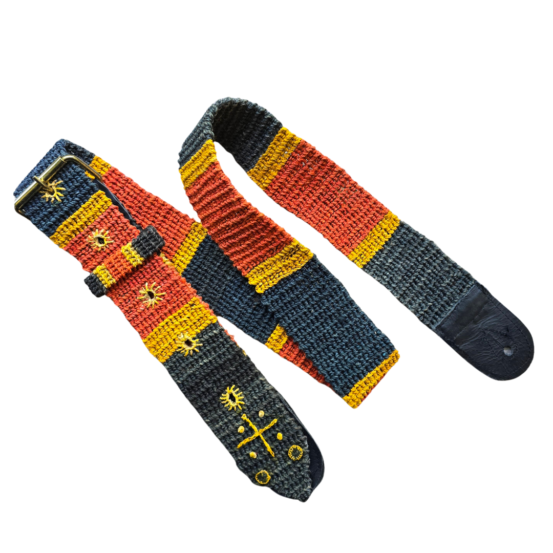 FAIR -TRADE HAND-MADE GUITAR STRAP - CORAL SNAKE PATTERN - WOVEN BY PERUVIAN AMAZON ARTISAN
