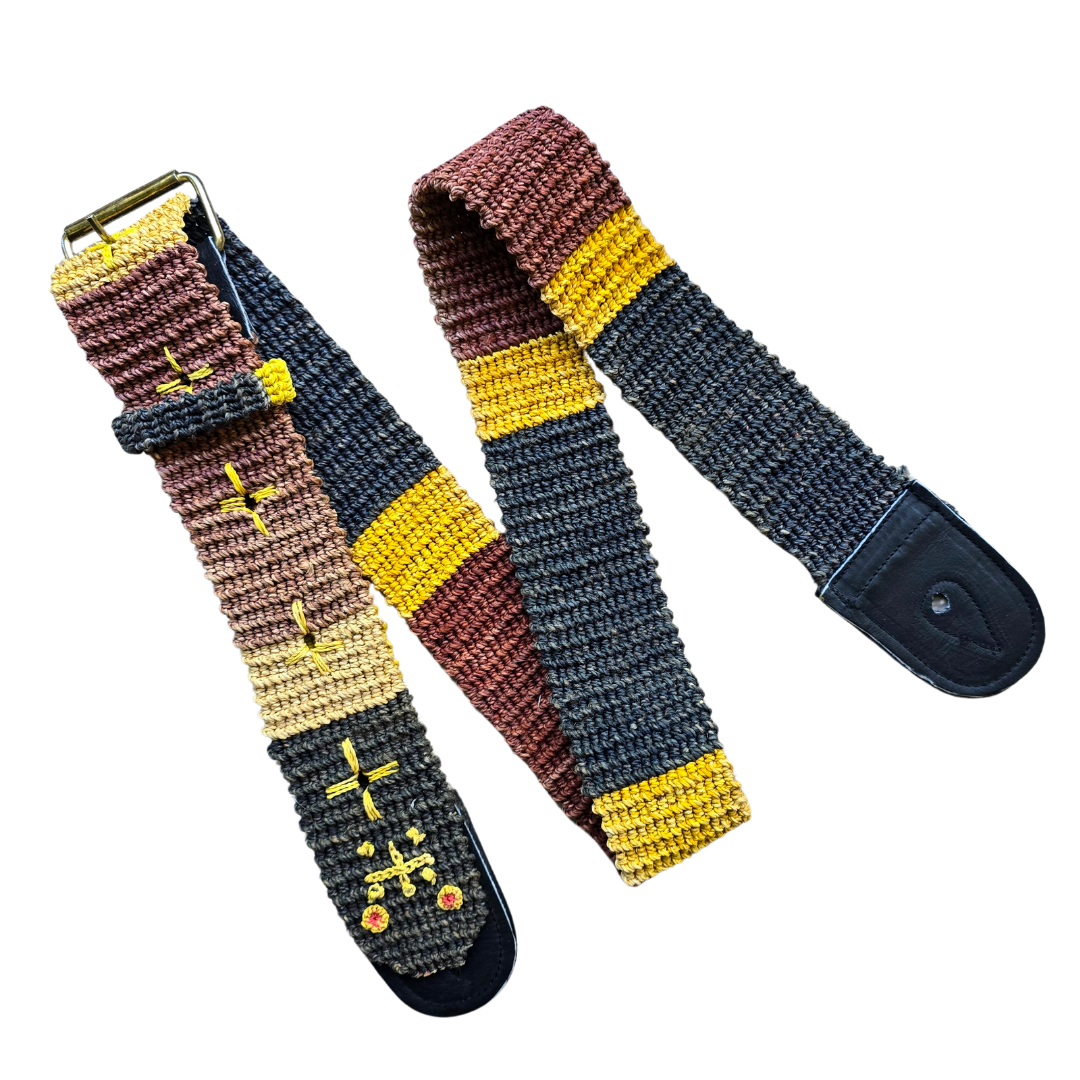FAIR -TRADE HAND-MADE GUITAR STRAP - CORAL SNAKE PATTERN - WOVEN BY PERUVIAN AMAZON ARTISAN