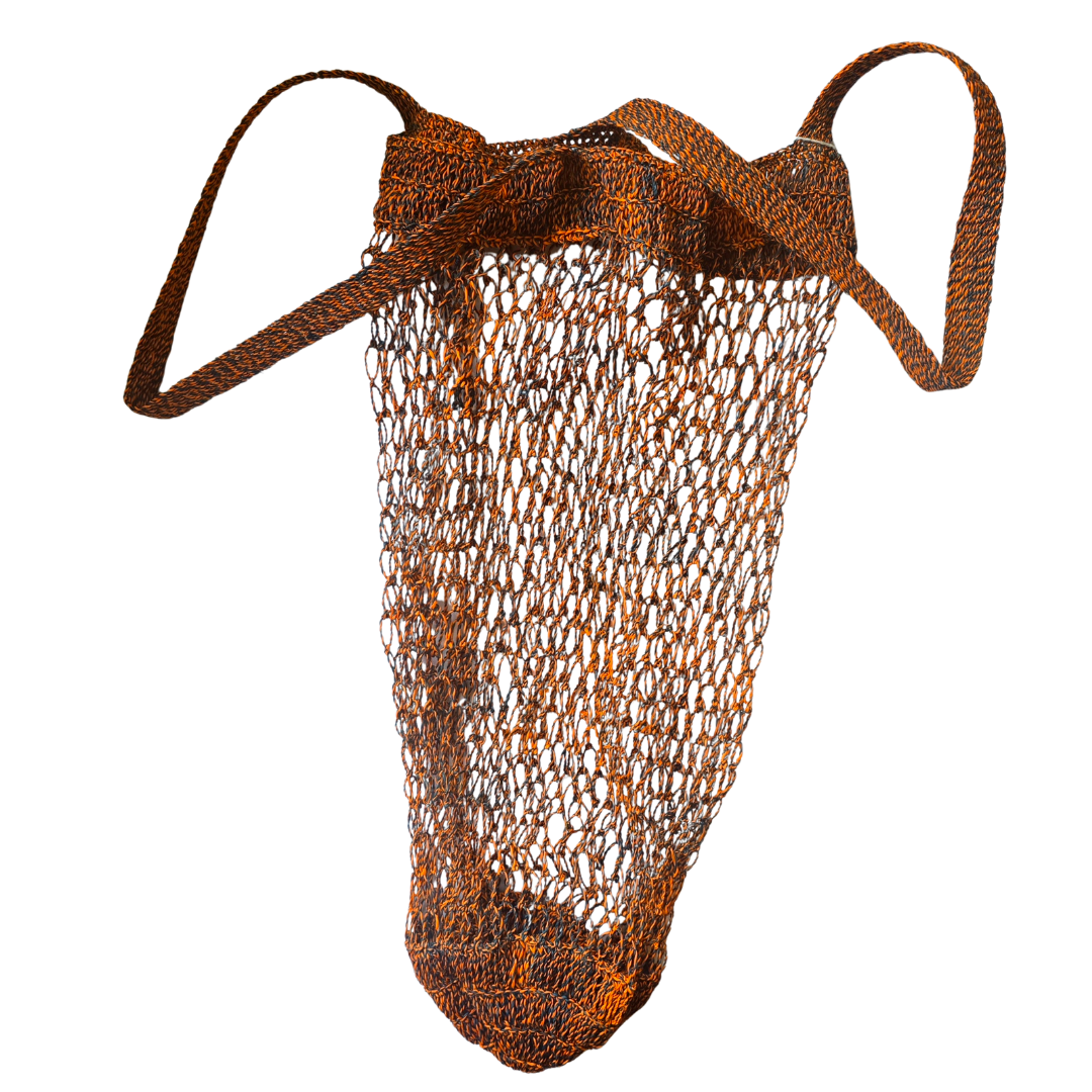 Two-handled round bottom fair trade chambira market bags made by Peruvian Amazon artisan - Amazon Ecology