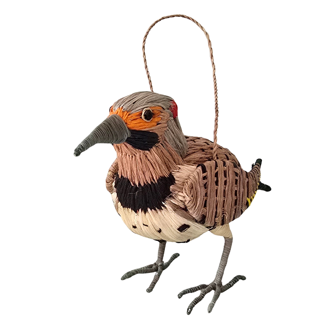 NORTHERN FLICKER WOVEN ORNAMENT - HANDMADE BY PERUVIAN AMAZON ARTISAN - Amazon Ecology