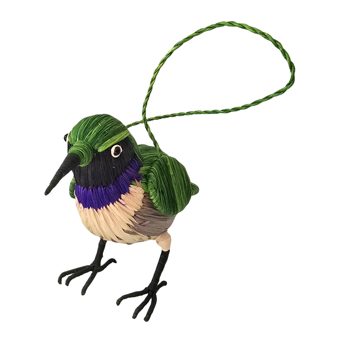 BLACK-CHINNED HUMMINGBIRD FAIR TRADE BIRD ORNAMENT - WOVEN BY PERUVIAN AMAZON ARTISAN