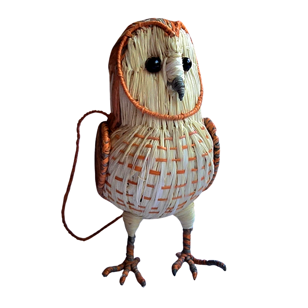 BARN OWL BIRD FAIR -TRADE ORNAMENT AND DECORATION- WOVEN BY PERUVIAN AMAZON ARTISAN
