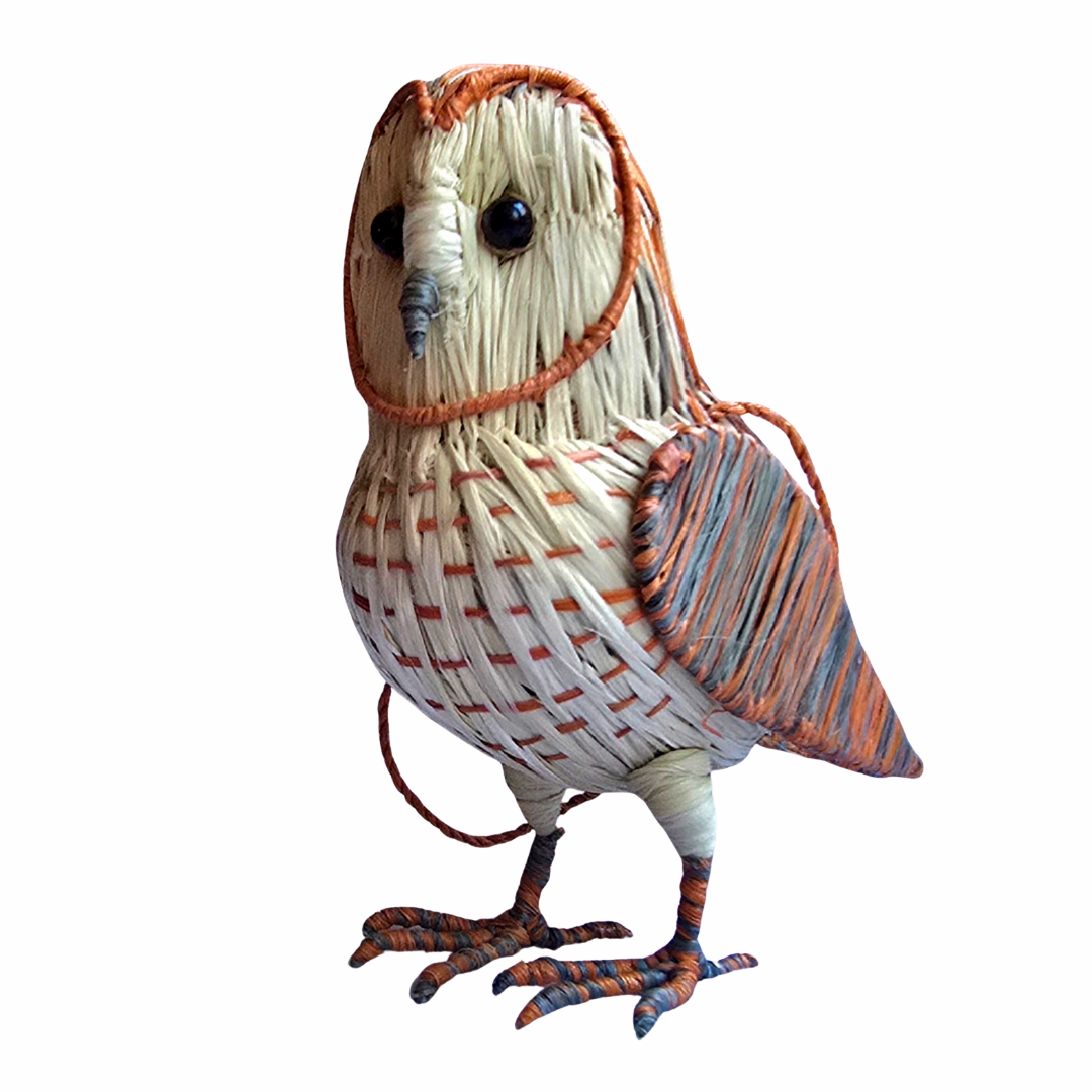 BARN OWL BIRD FAIR -TRADE ORNAMENT AND DECORATION- WOVEN BY PERUVIAN AMAZON ARTISAN