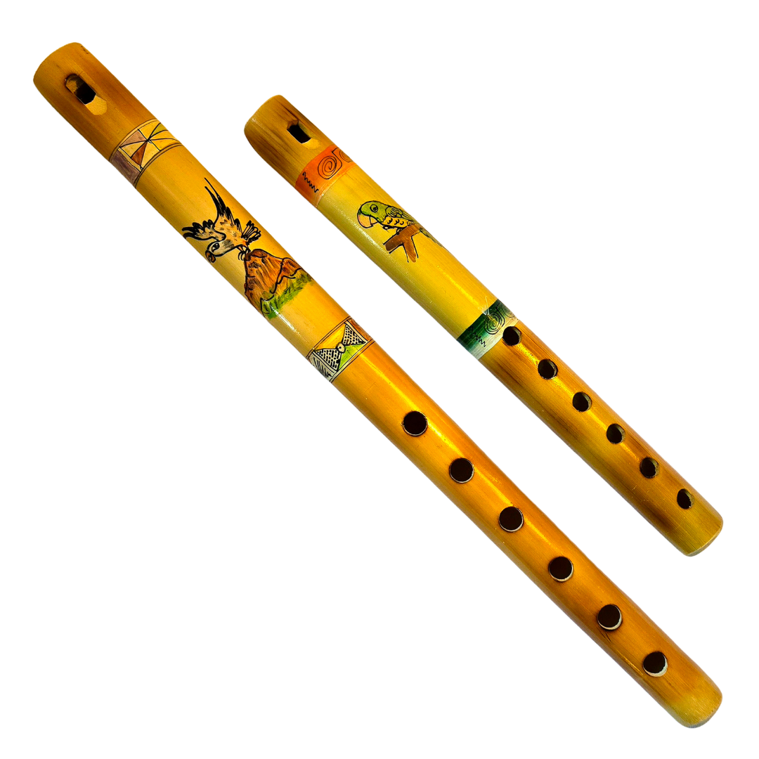 Bamboo flute with bird and nature designs - made by Amazon artisans