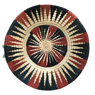 Maroon & black starburst woven fair-trade basket - made by artisan from the Peruvian Amazon - Amazon Ecology