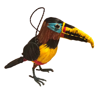 CHESTNUT-EARED ARACARI BIRD - FAIR-TRADE CHRISTMAS TREE ORNAMENT - WOVEN BY PERUVIAN AMAZON ARTISAN - Amazon Ecology