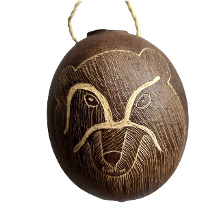 Andean Bear Mammal Calabash Christmas tree ornament and hand rattle - Amazon Ecology